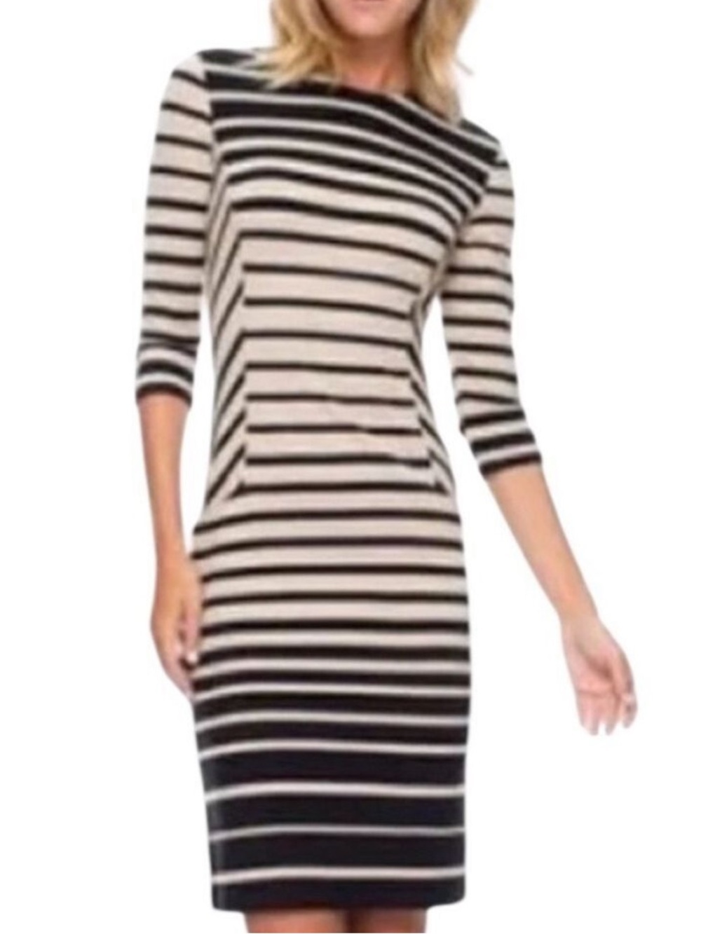 J.McLaughlin Catalyst Sheath Dress Black & Beige Large EUC
